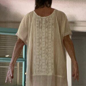 Magnolia Pearl Cream Sheer Gauze and Lace Underdress